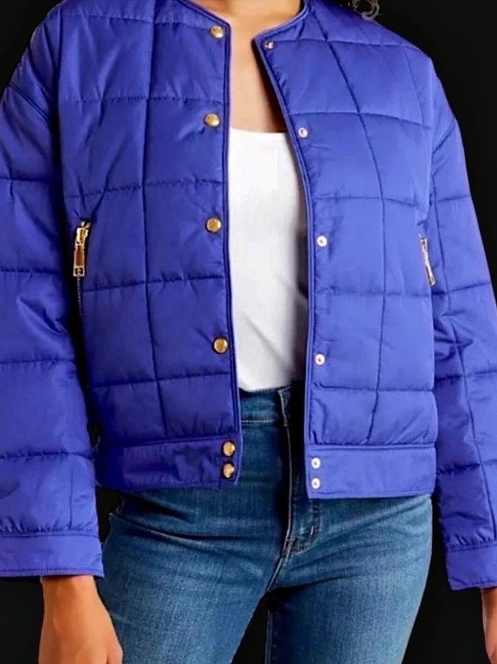 Rebecca Minkoff "Bix" Box Quilted Puffer Jacket in Sapphire size M